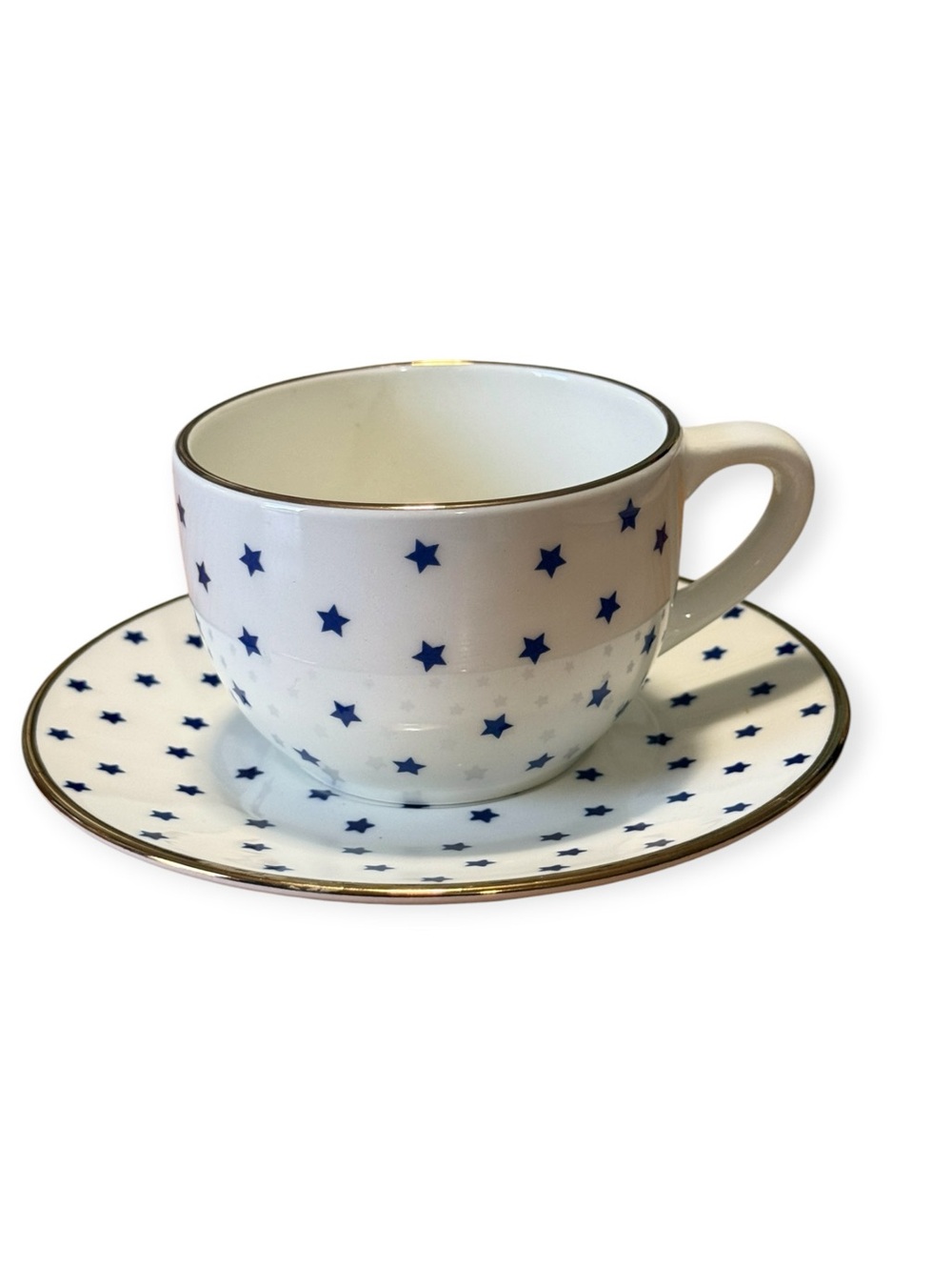 Richard Ginori Group Manifattura di Laveno GIN181 BLUE STAR TEA CUP/SAUCER 2-PC